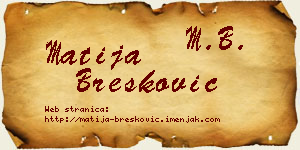 Matija Brešković vizit kartica